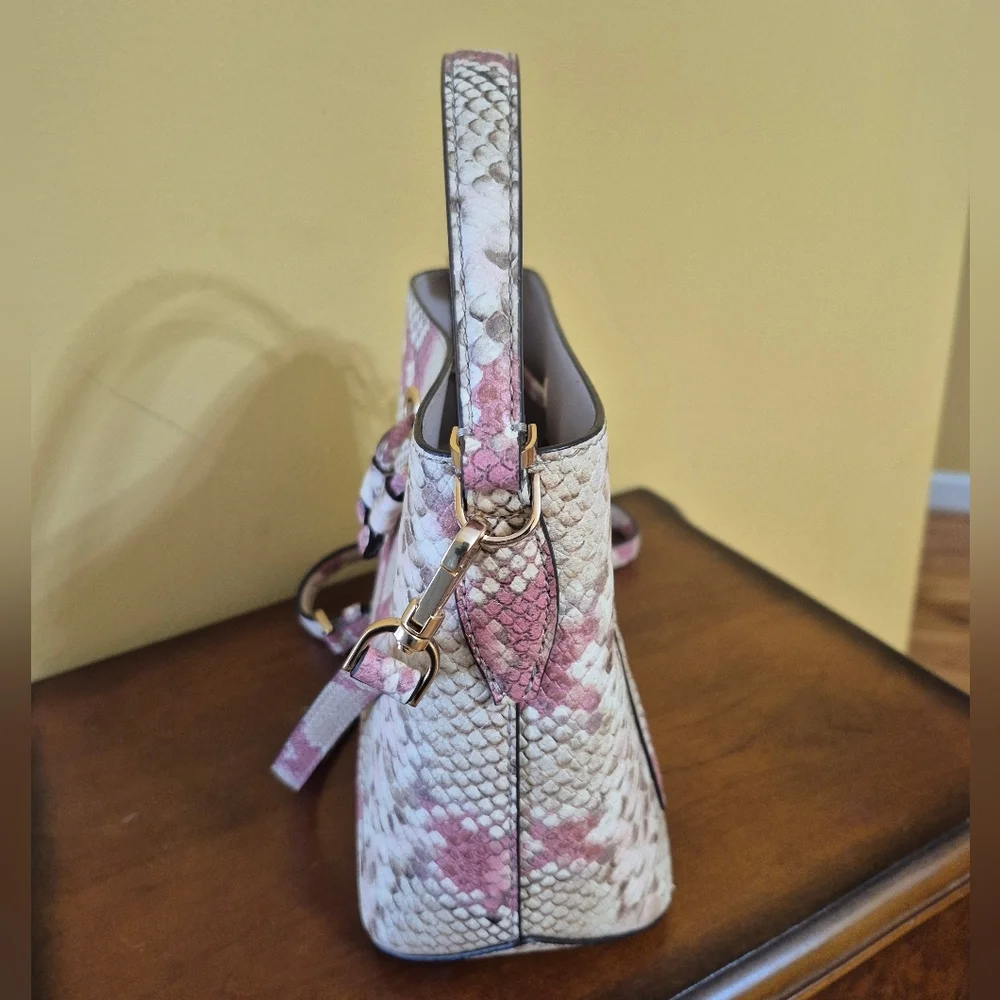 Kate Spade Eva Pink Multicolored Snake Embossed Cow Leather Bucket Bag